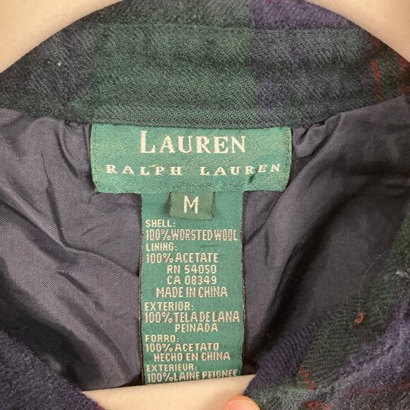 Lauren Ralph Lauren Women XS/S FLAW Green Plaid Worsted Wool Shirt Outdoor Cabin - Picture 4 of 10
